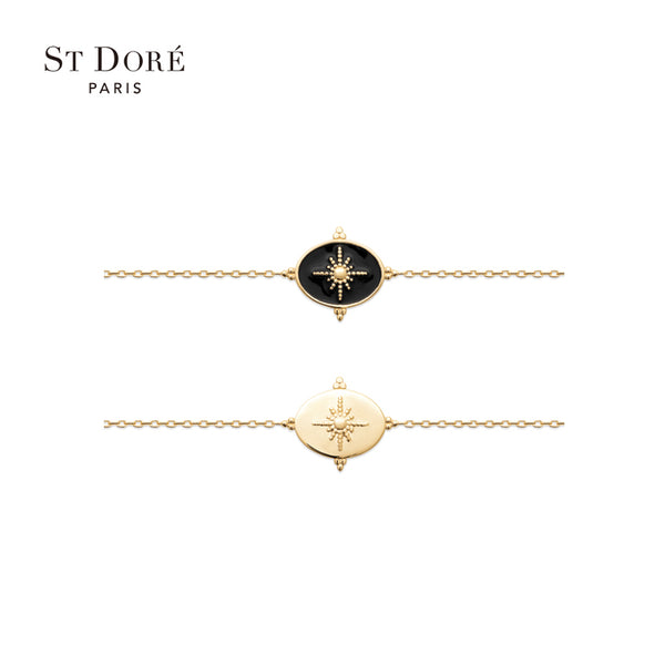 Black enamel double-sided bracelet(with astral)